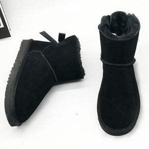 Women back bowknot thick faux fur antiskid platform short snow boots