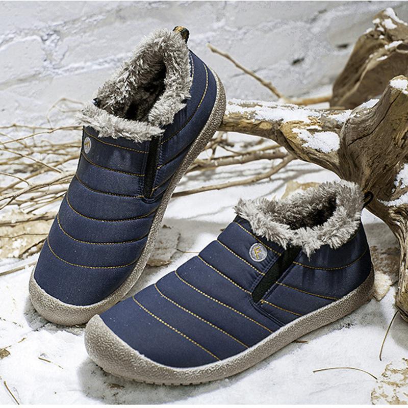 Big Size Unisex Waterproof Fur Lining Snow Boots - GetComfyShoes