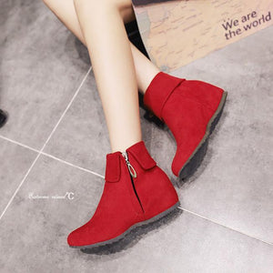 Women fashion turn down side zipper short flat boots