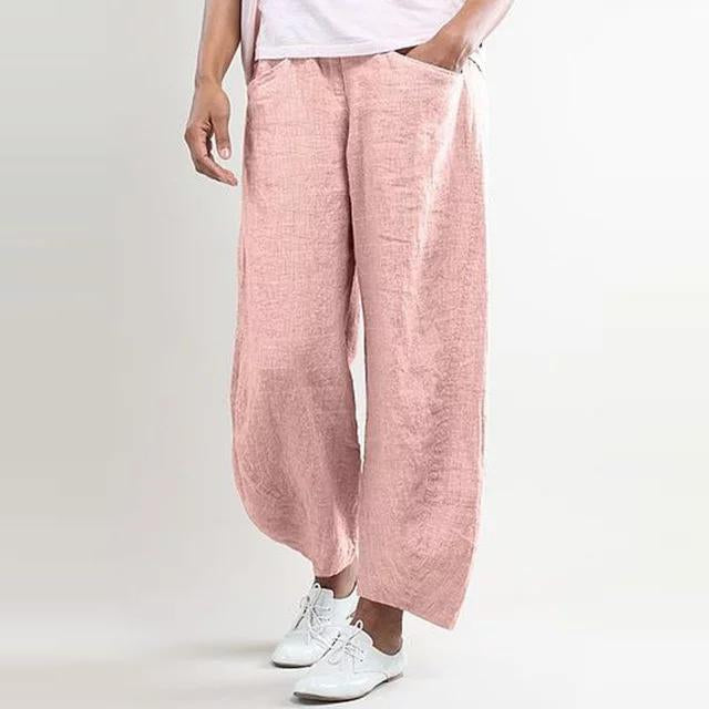 5XL Plus Size Wide Leg High Waisted Linen Pants - GetComfyShoes