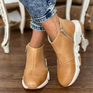 Women fashion thick sole side zipper ankle boots