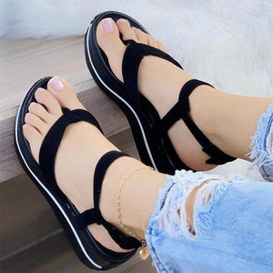Women's clip toe platform wedge buckle strap water sandals