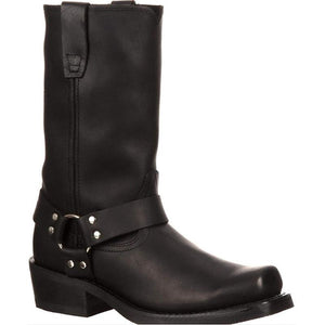 Women buckle strap martin chunk heel mid calf boots