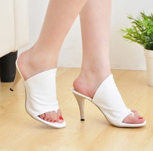 Women clip toe solid color slide stiletto heels