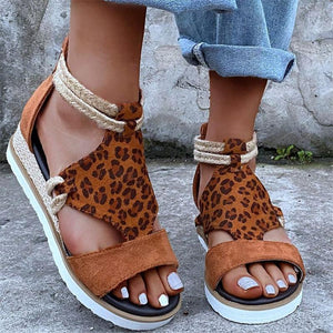 Women woven ankle strap back zipper peep toe espadrille sandals