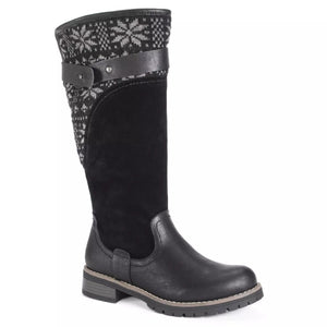 Women square low heel patchwork side zipper motorcycle boots