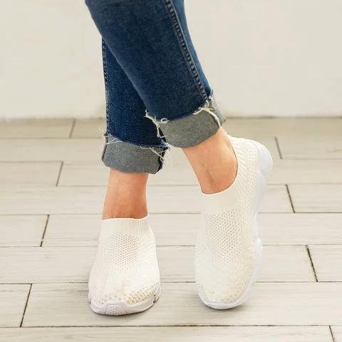 Women Shoes Breathable Mesh Sneakers Lady Plus Size Loafers - fashionshoeshouse