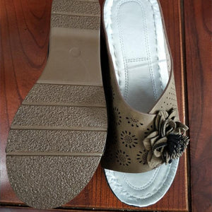 Women peep toe flower hollow summer outdoor slide wedge sandals