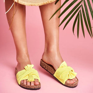 Women summer beach flat heel slide bow sandals