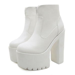 Women's high heeled thick platform booties nightclub party high heels ankle boots