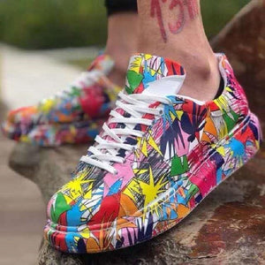 Women's fashion colorful print platform sneakers casual walking shoes