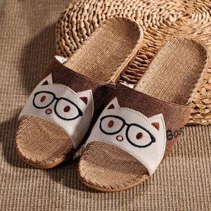 Women cat printed summer 
flat slide sandals