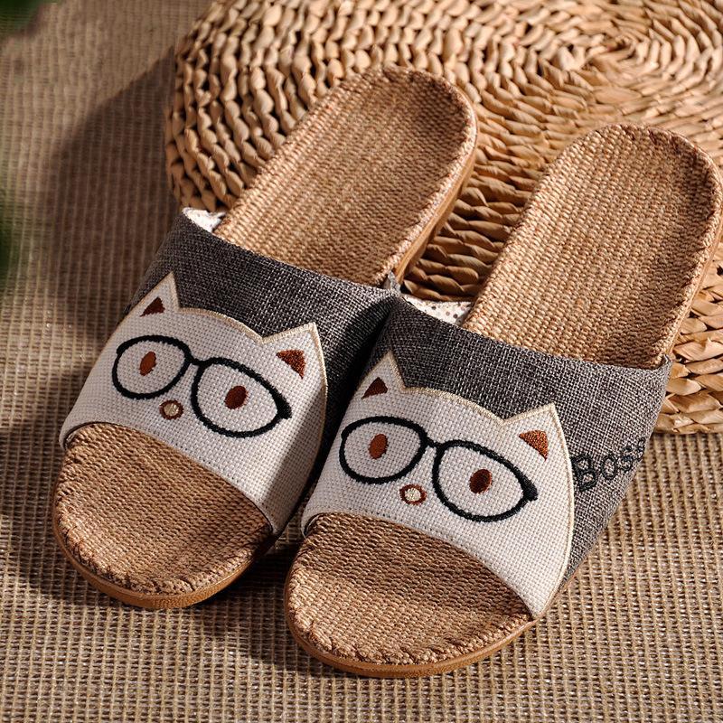 Women cat printed summer 
flat slide sandals