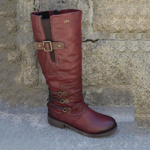 Women Elastic Calf Studded Buckle Strap Square Heel Chunky Platform New Fashion Winter Snow Boots
