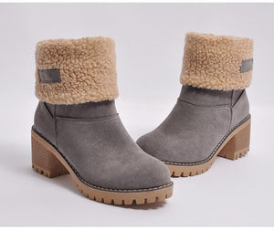 Women's chuky block heel ankle snow boots