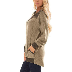 Women long sleeve sweatshirt fall winter quarter zip pullover