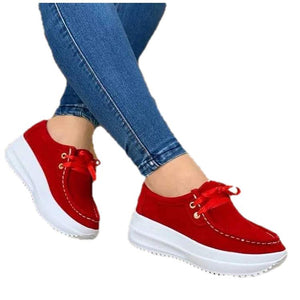 Women's front lace thick platform sneakers lightweight walking shoes