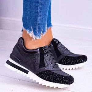 Women's cute glitter rhinestone platform sneakers lightweight comfort running shoes
