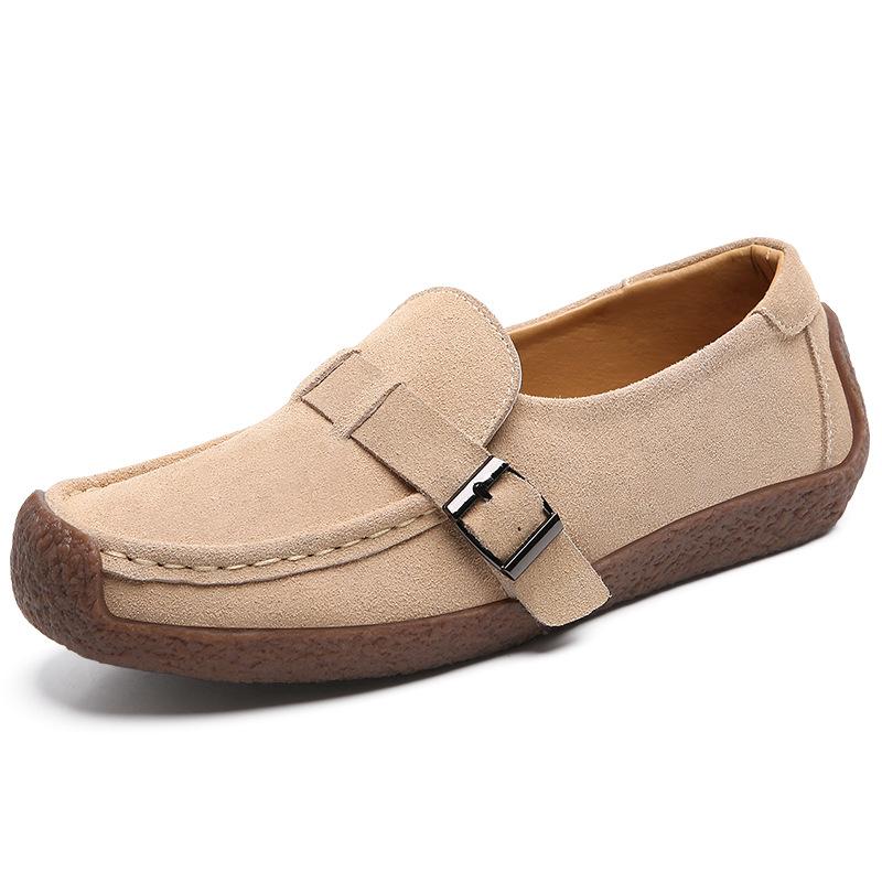 Women's flat buckle strap loafers slip on flat shoes for spring/fall