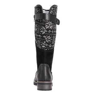 Women square low heel patchwork side zipper motorcycle boots