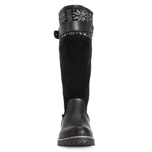 Women square low heel patchwork side zipper motorcycle boots