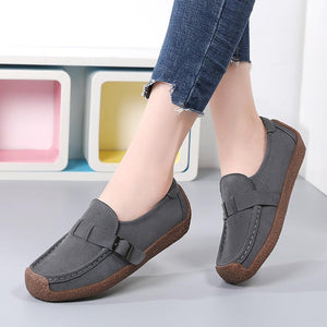 Women's flat buckle strap loafers slip on flat shoes for spring/fall