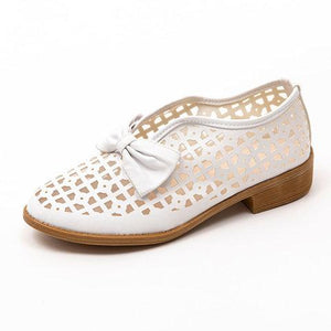 Bowknot hollow out flats closed toe summer sandals for women
