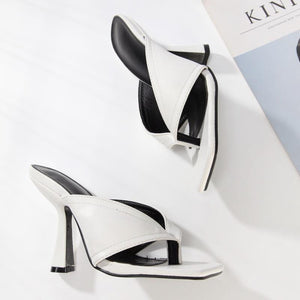 Women square toe new fashion slide flip flop heels