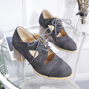 Women pointed toe summer lace up vintage chunky sandals