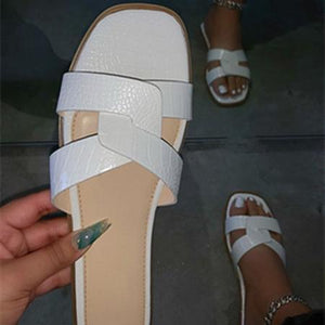 Women's open toe flat slip on sandals cute daily slides