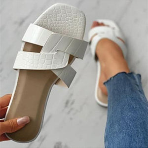 Women's open toe flat slip on sandals cute daily slides