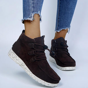Women casual flat elastic lace up ankle boots