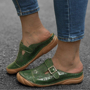 Women's closed toe low wedge comfy walking slide sandals