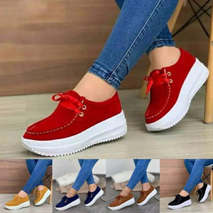 Women's front lace thick platform sneakers lightweight walking shoes