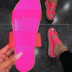 Women fashion sequin two strap platform slide espadrille sandals