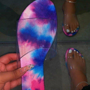 Women clear strap flat slides summer slippers