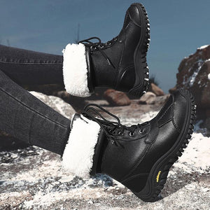 Women's thick warm lining anti-slip font lace outdoor snow boots