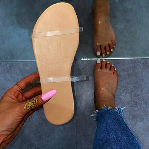 Women two strap summer flat slide sandals