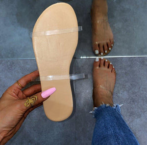 Women two strap summer flat slide sandals