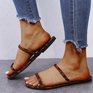 Women two strap summer flat slide sandals