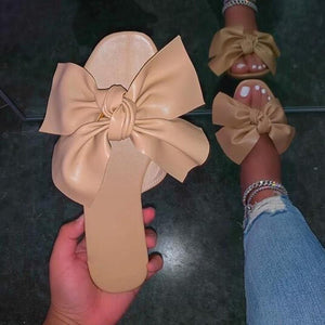 Women yellow peep toe 
bow sandals