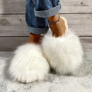 Women's fashion winter fluffy slides cute house shoes