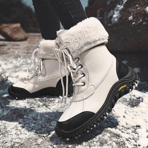 Women's thick warm lining anti-slip font lace outdoor snow boots