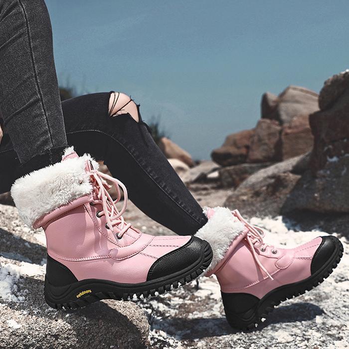 Women's thick warm lining anti-slip font lace outdoor snow boots