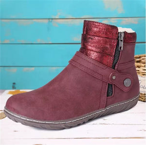 Women ankle boots | Fall winter lining cotton side zipper short flat boots