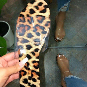 Women clear strap flat slides summer slippers