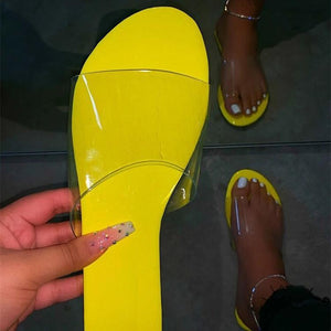 Women clear strap flat slides summer slippers