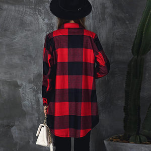 Women color block long sleeve tops lightweight plaid coat