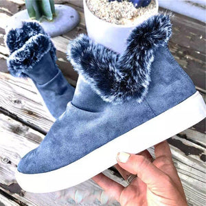 Women's slip on fluffy snow boots cotton lining keep warm winter booties