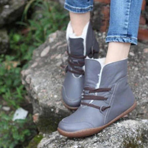 Women's cotton lining front lace snow boots winter keep warm ankle boots